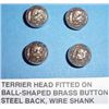 Image 1 : 3023 - Set of 4 terrier head fitted on ball-shaped brass button, 1/2”, steel back, wire shank.button