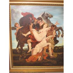 5016 - Oil on board signed H. Schneider: Rape of Sabines