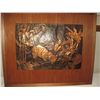 Image 1 : 5025 - Framed copper tooled jungle scene with felines