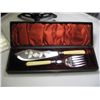 Image 1 : 2147 - Bone handled Serving knife and fork in original box hallmarded EPbox hallmarded EP