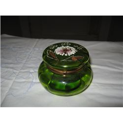 2192 - Hinged Enamel jar- green