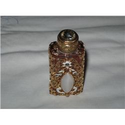 4090 - Czechoslovakia jewelled perfume bottle -   pink