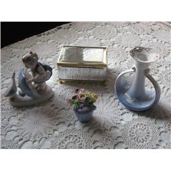 2218 - Porcelain lot: Copenhagen Candlestick, Hand paintx