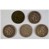 Image 1 : INDIAN ONE CENT: 1859 G, 1860 F, 1862 VG, 1863 F, 1880 XF DARK