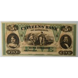 Remainder note 18--'s  $5 CITIZEN's BANK LA  SCARCE CU est $100-$125