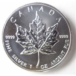 2012 BU CANADIAN MAPLE LEAF, ONE OUNCE .9999 SILVER