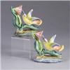 Image 1 : Two STANGL Rivoli Hummingbirds with pink flower (#3627). Marked. 6" each. Est.  200 - 300