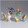 Image 1 : Six STANGL birds; a Cockatoo (#3405S), a pair of dark brown Wrens (#3401D), a Chat (#3590), a Blackp