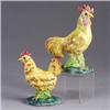 Image 1 : Two yellow STANGL birds; a rooster (#3445) and a hen (#3446). Marked. Taller: 9" Est.  200 - 300