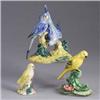Image 1 : Three STANGL birds; a Love Bird (#3400), a yellow Canary with rose (#3746), a pair of blue Parakeets