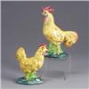 Image 1 : STANGL hen (#3446) and rooster (#3445) in yellow. Marked. Tallest: 9" Est.  200 - 300