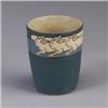 Image 1 : S.E.G. cup decorated with a band of rabbits at rim, all on a blue-gray ground. Marked S.E.G. 4" x 3