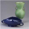 Image 1 : Two North Carolina pieces; a COLE shell-shaped two-handled bowl covered in a glossy blue glaze, and
