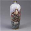 Image 1 : C.A.C. BELLEEK ovoid vase china-painted with birds on a branch over a pond. Green ink stamp. 12" x 4