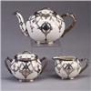 Image 1 : WILLETS BELLEEK three-piece porcelain tea set, all with silver overlay, consisting of a teapot (line