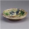 Image 1 : Spongeware bowl with cobalt, green, and brown decoration on a cream ground. Some loss to glaze, firi