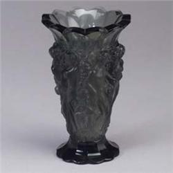 AUSTRIAN ART GLASS COMPANY (Czech) cased glass vase in smoky quartz decorated with classical figures