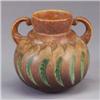 Image 1 : ROSEVILLE brown Falline bulbous two-handled vase. Foil label. 6 1/2" x 6 1/2" Est.  400 - 500