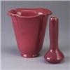 Image 1 : Two ROOKWOOD Production pieces with glossy rose glaze; a vase, 1947 with flaring rim and a bud vase,