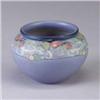 Image 1 : ROOKWOOD Vellum squat vase by Fredrick Rothenbush, 1923, decorated with a band of flowers. X-ed for