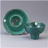 Image 1 : Two GUSTAVSBERG Argenta pieces; an ashtray with stylized swordfish, and a footed vase with linear de