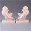 Image 1 : Pair of VILLEROY & BOCH pidgeon figurines covered in a sheer pink semi-matte glaze. Lines through th