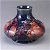 Image 1 : MOORCROFT squat vase with Finches and fruit. Stamped mark. 8" Est.  450 - 650