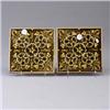 Image 1 : Two ENCAUSTIC TILE CO. tiles embossed with stylized floral motif under a sheer umber glossy glaze. S
