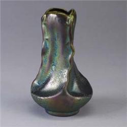 Austrian Art Nouveau vase, possibly Teplitz, covered in an exceptional lustred crystalline bronze gl