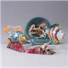 Image 1 : Six pieces: two SASCHA BRASTOFF ashtrays with prancing horses, a pair of conical CORONET (Czech) wal