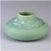 Image 1 : ROOKWOOD squat vessel, 1907, with blue and white decoration on a matte green ground. Flame mark/arti