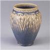 Image 1 : ROOKWOOD Production bulbous vase, 1927, embossed with stylized leaf design near rim. Flame mark/2207