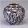 Image 1 : ROOKWOOD Production bulbous vase embossed with butterflies, and covered in a Violet Gray glaze. Flam