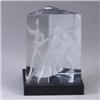 Image 1 : LINSTRAND FOR KOSTA triangular glass sculpture with dancing figures on a wooden base. Detached from