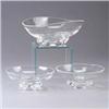 Image 1 : Three STEUBEN footed bowls. Small chips and nicks overall. Largest: 10 1/2" diameter. Est.  200 - 30