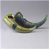 Image 1 : Two 19th century cornucopia-shaped wallpockets. Abrasion to tip of one. Etched artist's signature/da