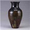 Image 1 : MOUNTAINSIDE POTTERY vase covered in a dripping black over speckled brown glaze. Small chips to base