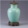 Image 1 : FULPER vase drilled for a lamp base, with fittings, covered in a green crystalline glaze. Pottery: 1