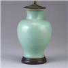 Image 1 : FULPER vase drilled for a lamp base, covered in a pale green crystalline glaze. Includes fittings, n