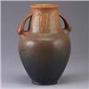 Image 1 : Large ROOKWOOD bulbous vase by C.S.Todd, 1912, with stylized chrysanthemums. 1 1/2" reglued chip, an