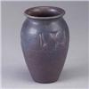 Image 1 : ROOKWOOD Production vase, 1914, with band of stylized flowers and swirls. Opposing cracks to rim, gr