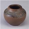 Image 1 : ROOKWOOD squat vessel by C.S.Todd, 1914, with floral band at rim. X'ed for minor burst bubbles near