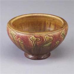 ROOKWOOD vessel by Janet Harris, 1914, with banded decoration. Tight line from rim and several lines