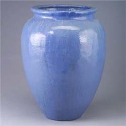 Monumental FULPER garden urn covered in a blue and green microcrystalline flambe glaze. Line inside