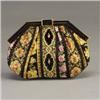 Image 1 : JUDITH LEIBER black satin and polychrome embroidery clutch evening bag set with Swarovski crystals i