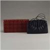 Image 1 : Two JUDITH LEIBER purses: one in navy leather with pleated sides and semi-circular clasp including m