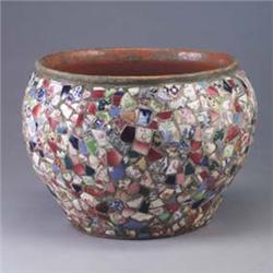 French pique-assiete jardiniere. Glaze loss and several chips. Unmarked. 12 1/2" x 16" Est.  400 - 6