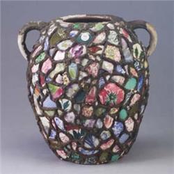French pique-assiette bulbous vase. Several chips and nicks. Unmarked. 15" Est.  450 - 650