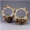 Image 1 : Two cast-cement baskets inset with large rocks. Unmarked. 19 1/2" Est.  200 - 300