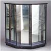 Image 1 : Three-section glass-front display cabinet with ebonized wood case and six adjustable interior glass